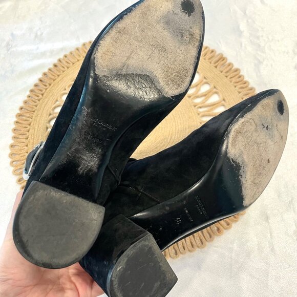 Saint Laurent Joplin Buckle Detail Boots Black Suede Size 40 - Picture 11 of 12